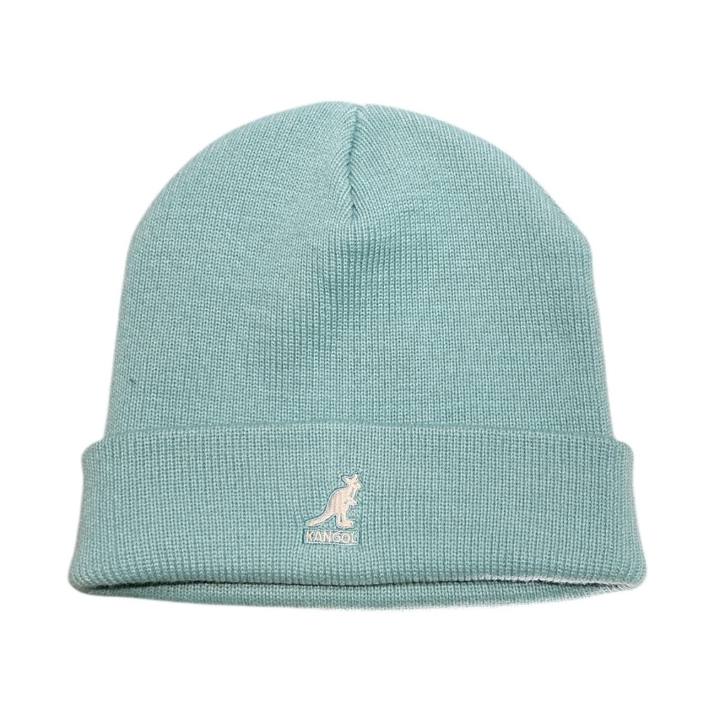 Acrylic cuff pull on beanie hat - Aqua